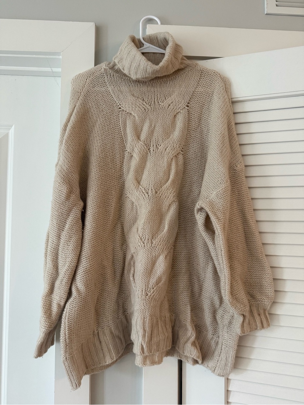 aerie Cream Cable Turtleneck Sweater